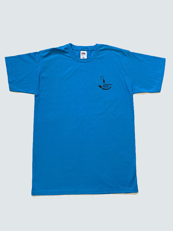 T-Shirt - Blau - Schwarzes Logo vorn und hinten